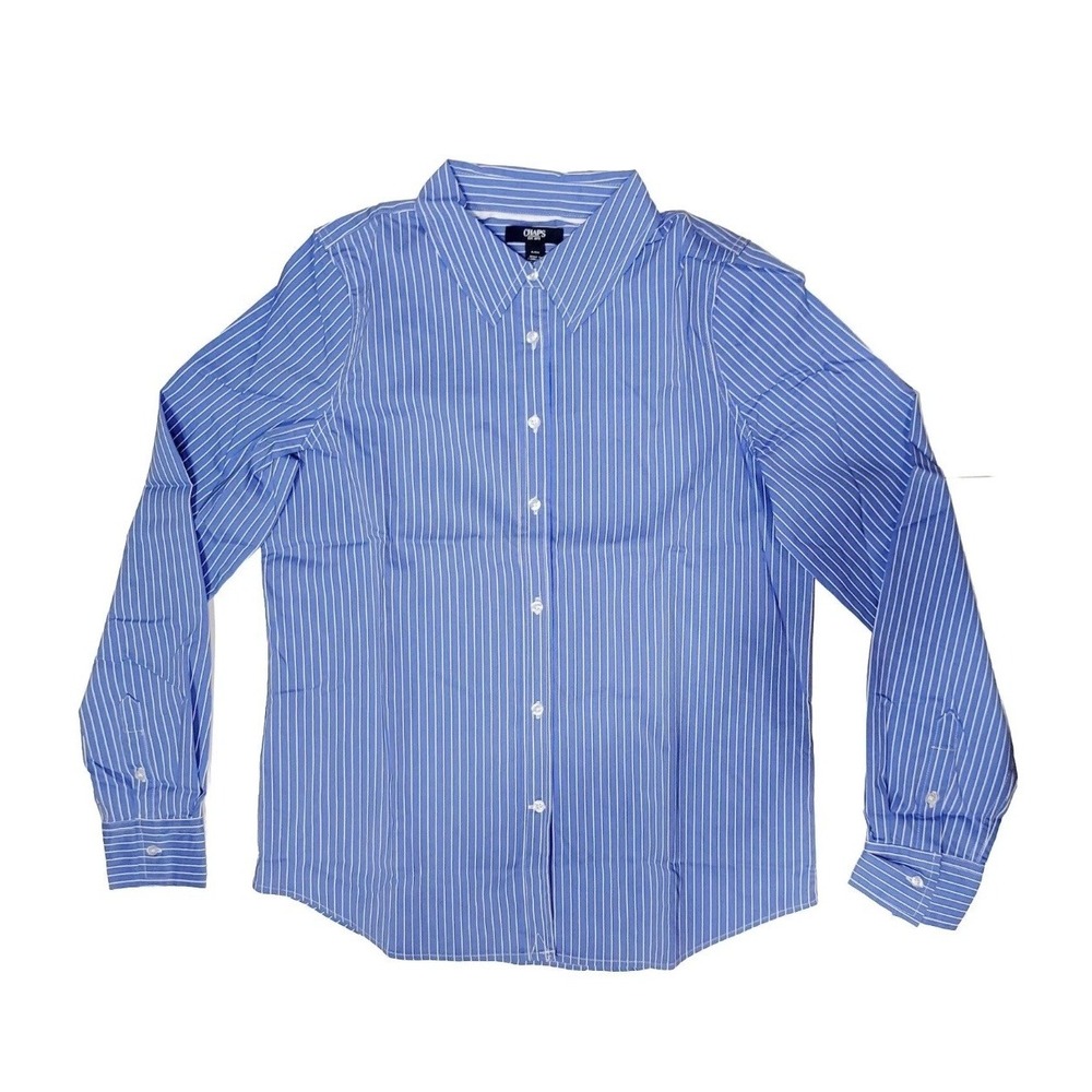 Chaps No Iron Blue White Striped Button Down Shirt Long Sleeve Mens Medium
